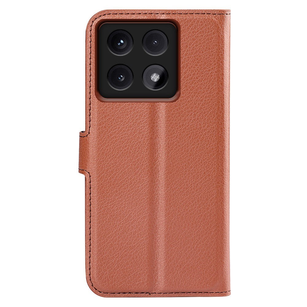 EIDERWOOD Xiaomi 14T Pro Litchi Leather Flip Cover m. Lommebok - Brun