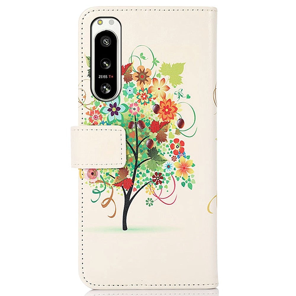 Sony Xperia 5 IV Leather Flip Cover m. Lommebok - Grønt tre