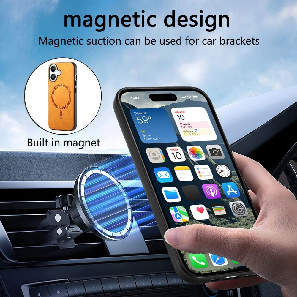 iPhone 16 Skinnbelagt plastbakdeksel - MagSafe-kompatibel - Grønn