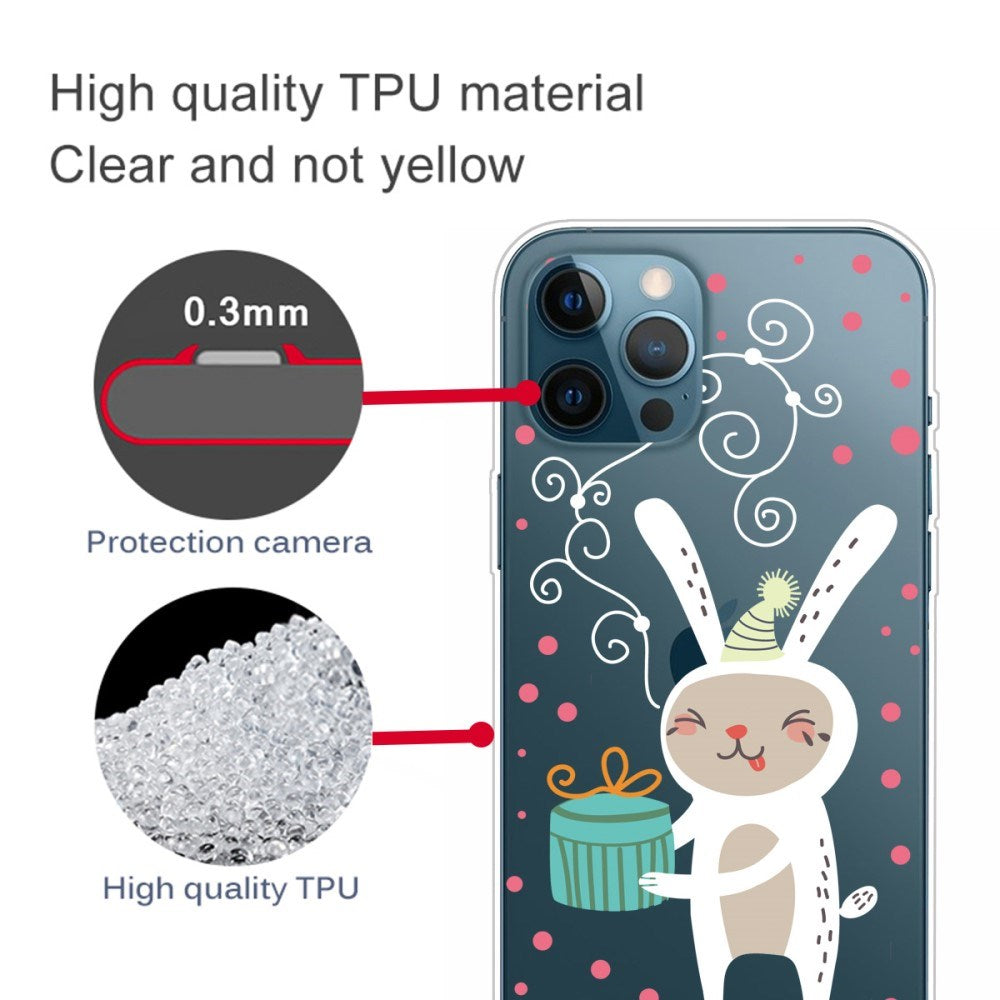 EIDERWOOD iPhone 16 Pro Max fleksibelt plastbakdeksel Juledeksel - God jul - Christmas Bunny m. Gave