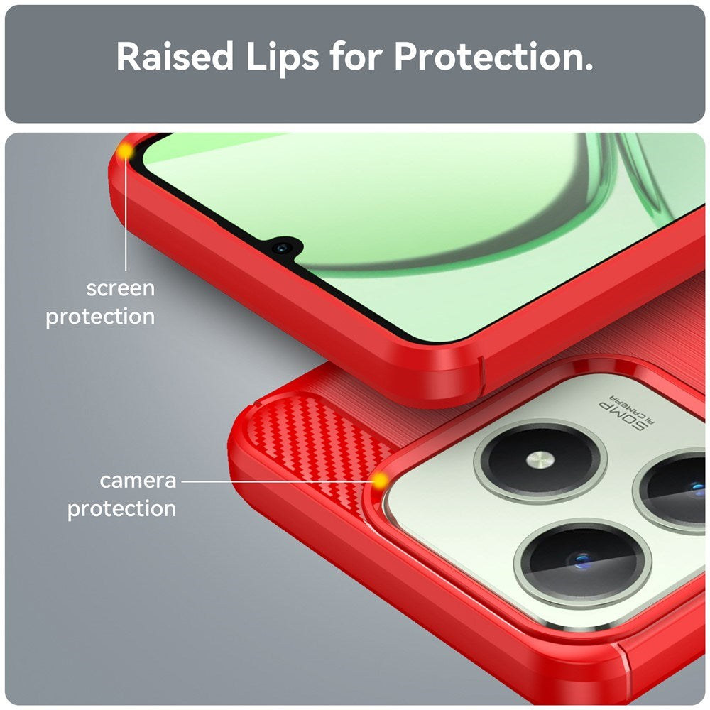 EIDERWOOD Realme Note 60x (4G) / C63 (4G) / C61 (4G) Carbon Fiber Mobil Cover - Rød