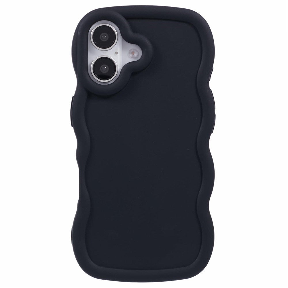 EIDERWOOD iPhone 16 Fleksibelt Plastik Wavy Mobil Cover - Sort