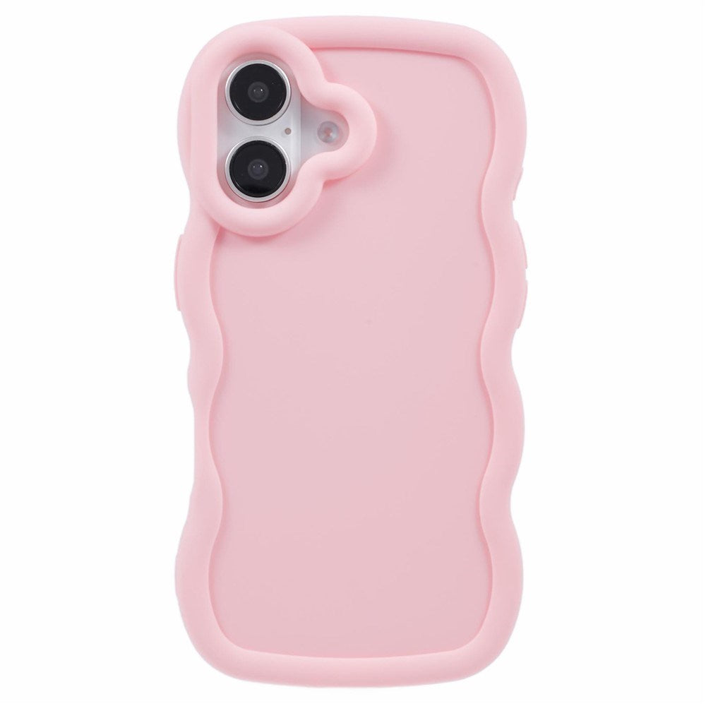 EIDERWOOD iPhone 16 Fleksibelt Plastik Wavy Mobil Cover - Lyserød
