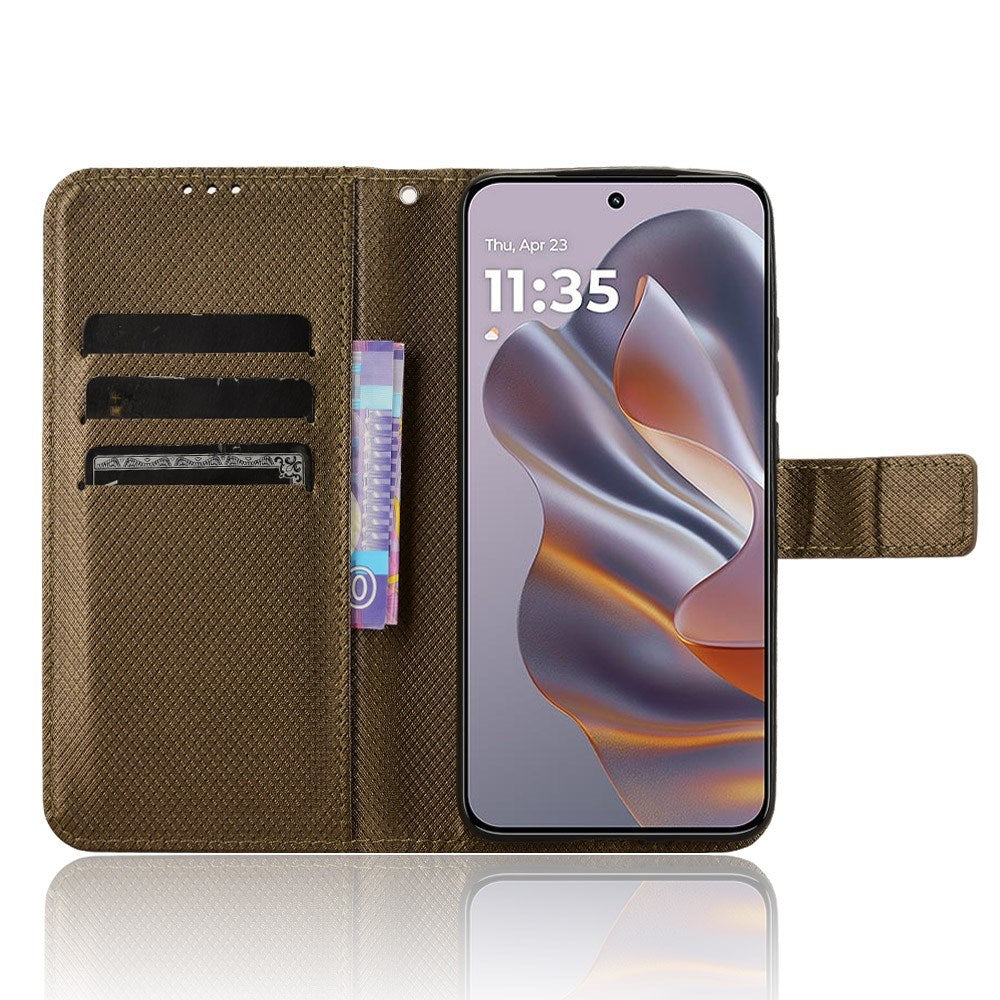 Motorola Edge 50 Neo (5G)/Moto S50 (5G)/ThinkPhone 25 (5G) - EIDERWOOD Vegan Leather Flip Cover m. Diamanttekstur - brun