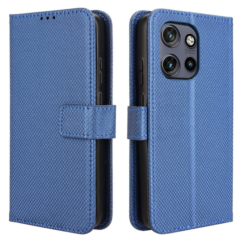 Motorola Edge 50 Neo (5G)/Moto S50 (5G)/ThinkPhone 25 (5G) - EIDERWOOD Vegan Leather Flip Cover m. Diamanttekstur - blå