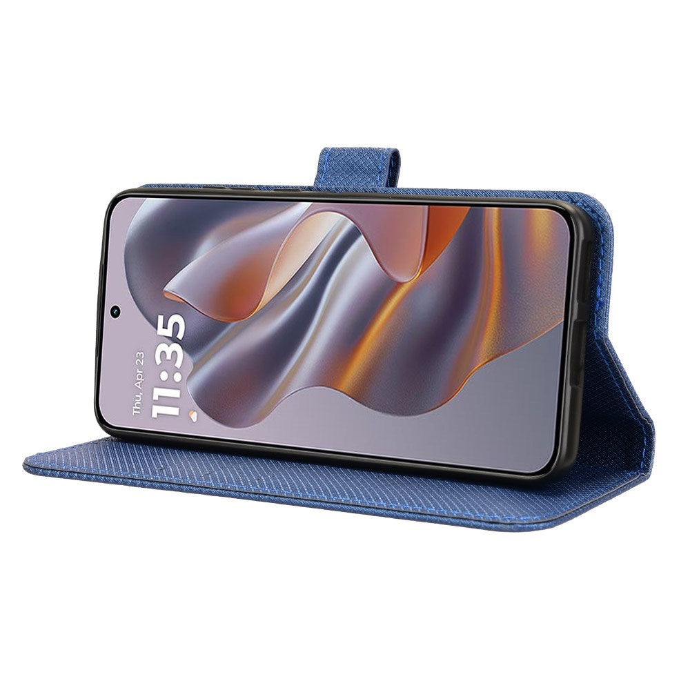 Motorola Edge 50 Neo (5G)/Moto S50 (5G)/ThinkPhone 25 (5G) - EIDERWOOD Vegan Leather Flip Cover m. Diamanttekstur - blå