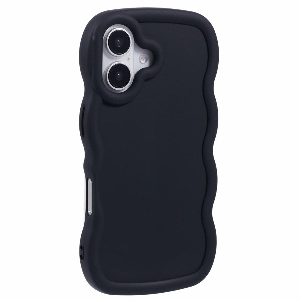 EIDERWOOD iPhone 16 Plus Fleksibelt Plastik Wavy Mobil Cover - Sort