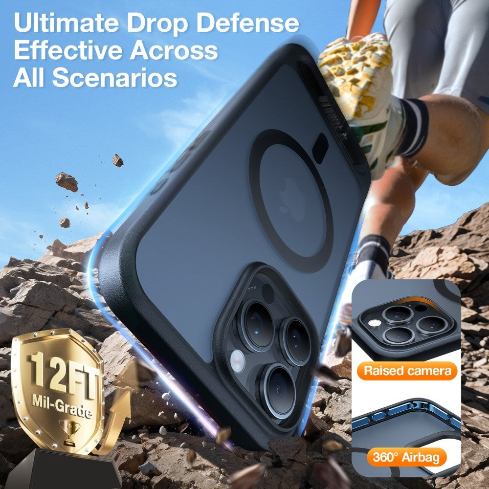 TORRAS - iPhone 16 Pro - Hybrid Cover m. Ståfunktion - MagSafe Kompatibel - Sort