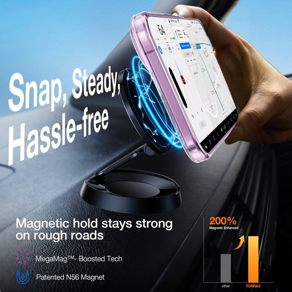 Torras iPhone 16 Hybrid Bakdeksel m. Stativfunksjon - MagSafe-kompatibel - Gjennomsiktig