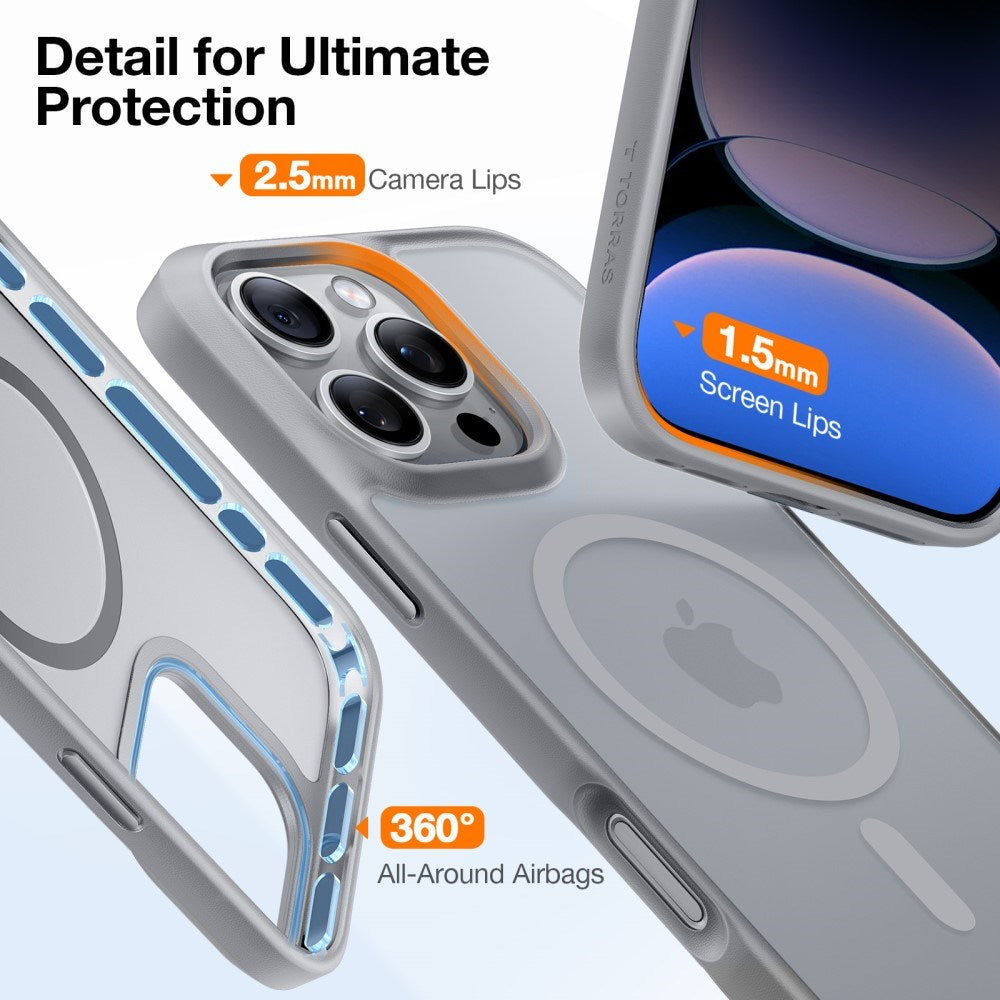 iPhone 16 Pro Torras Hybrid Bakdeksel - MagSafe-kompatibel - Titanium Grå