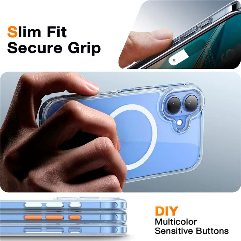 Torras iPhone 16 fleksibelt plastdeksel - MagSafe-kompatibelt - Gjennomsiktig