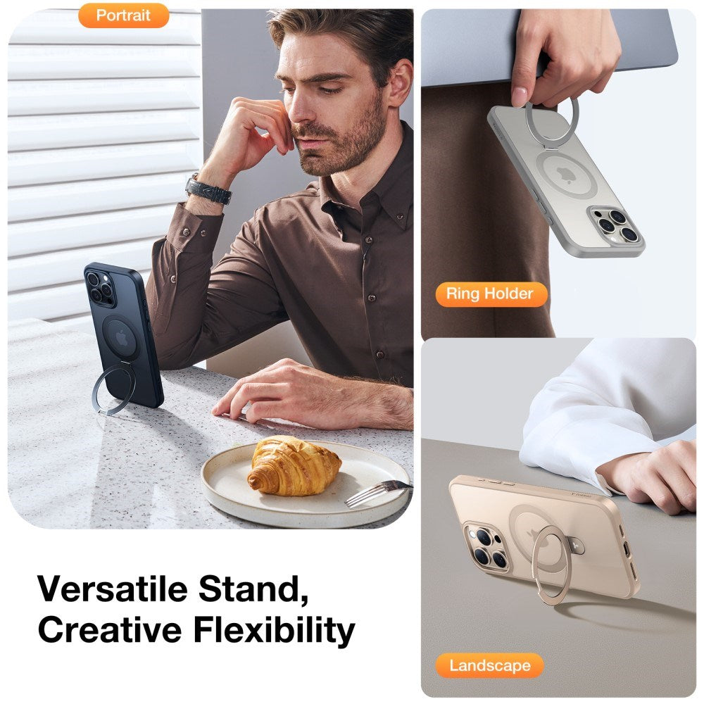 TORRAS Guardian Ostand Series iPhone 16 Pro Max-deksel med MagSafe og Kickstand - Gull