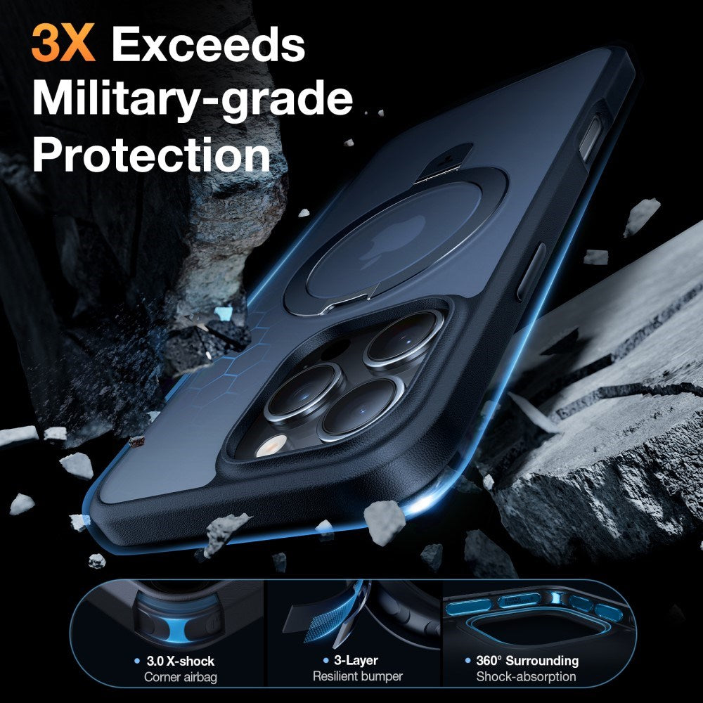 TORRAS Guardian Ostand Series iPhone 16 Pro-deksel med MagSafe og Kickstand - Svart