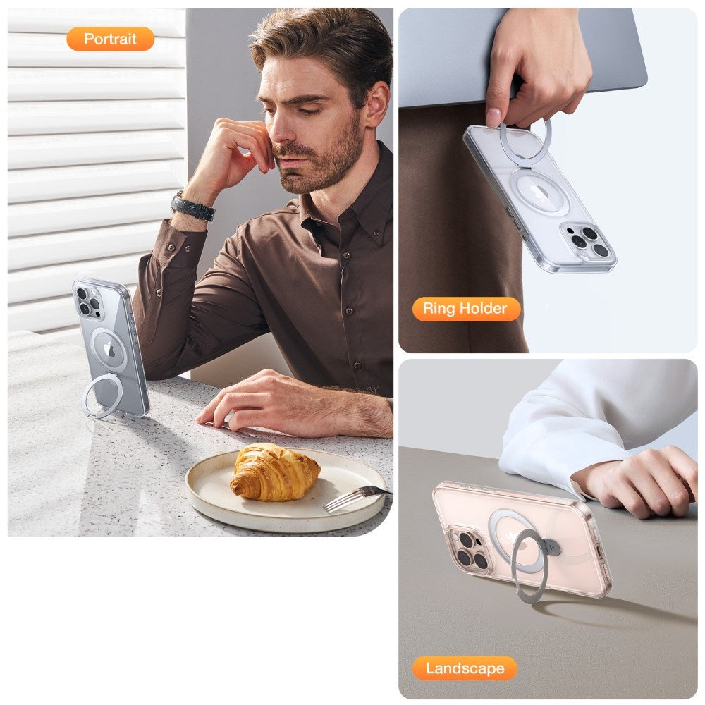 TORRAS Guardian Ostand Series iPhone 16 Pro-deksel med MagSafe og Kickstand - Gjennomsiktig