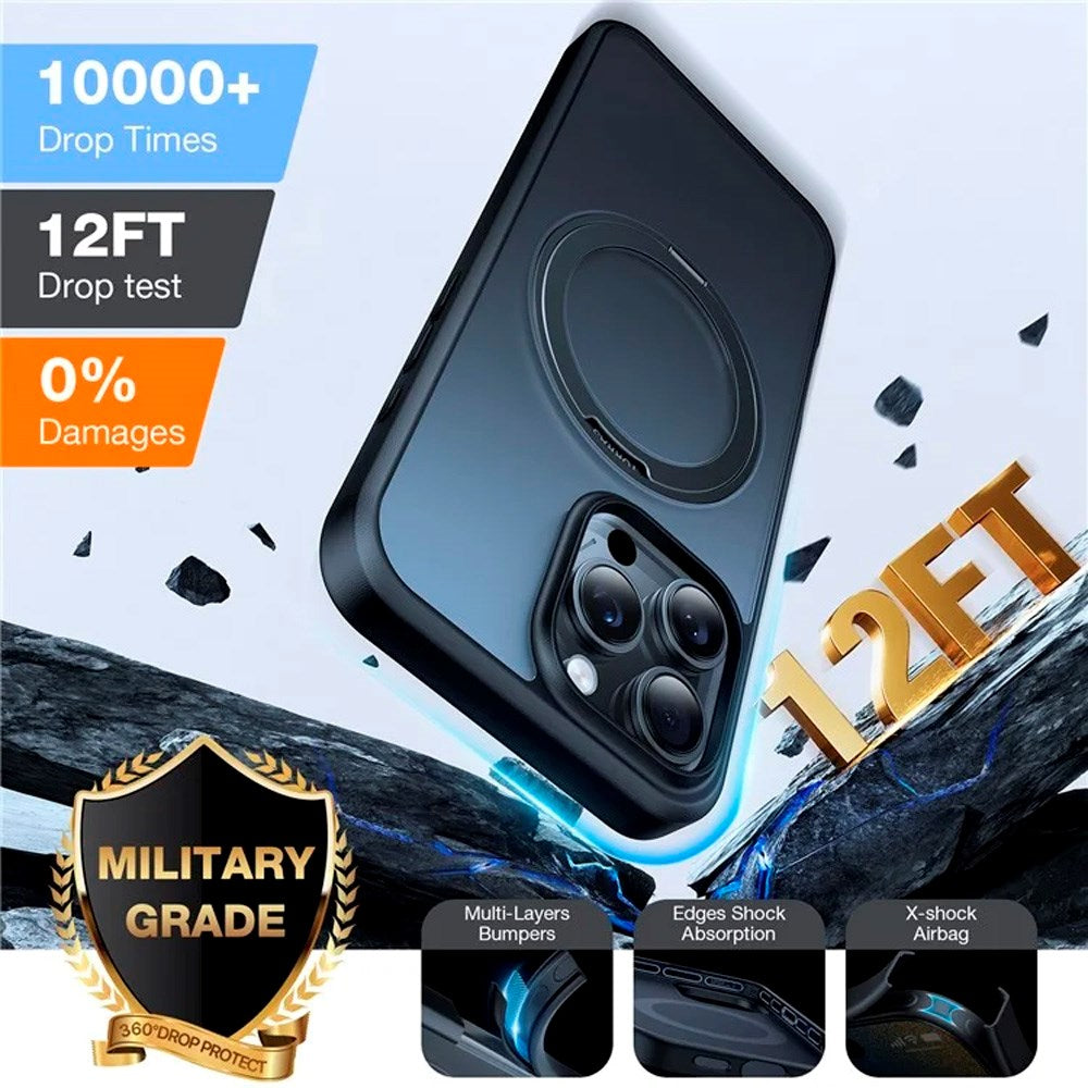 TORRAS - iPhone 16 Pro Max - Plastik Cover m. Kickstand Ring - MagSafe Kompatibel - Sort