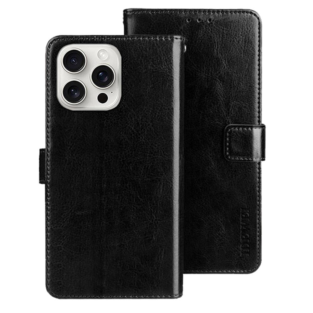 EIDERWOOD iPhone 16 Pro Kunstlæder Flip Case m. Indbygget Pung & Ståfunktion - Sort