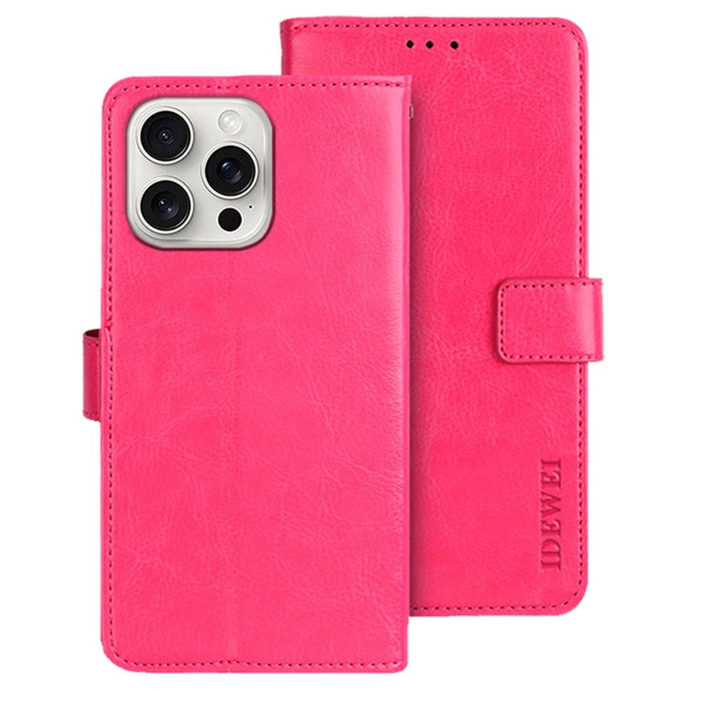 EIDERWOOD iPhone 16 Pro Kunstlæder Flip Case m. Indbygget Pung & Ståfunktion - Lyserød
