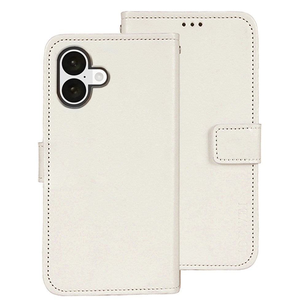 EIDERWOOD iPhone 16 Plus Kunstlæder Flip Case m. Indbygget Pung & Ståfunktion - Hvid