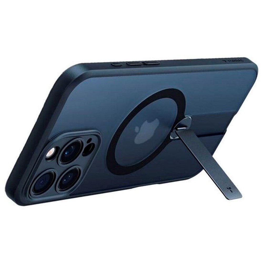 iPhone 16 Pro Max - TORRAS fleksibelt plastdeksel m. Roterende støtteben - MagSafe-kompatibel - Svart