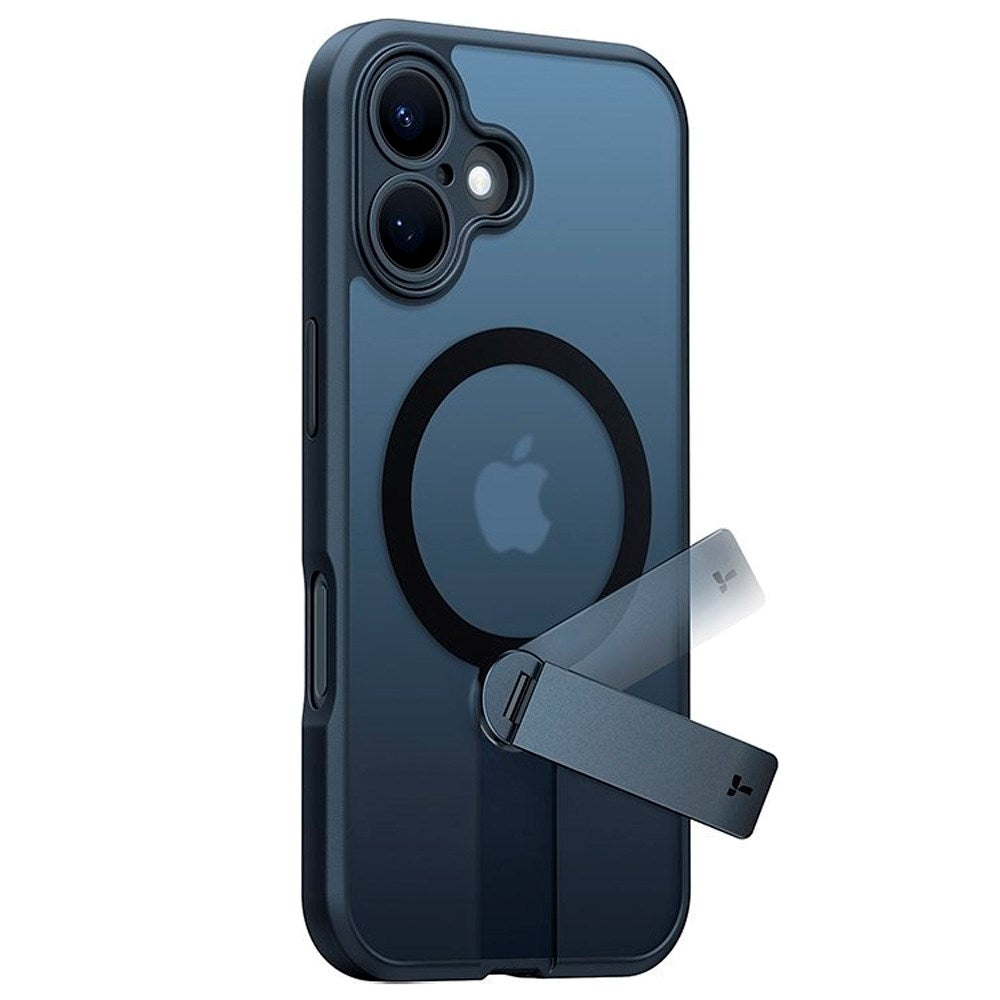 iPhone 16 - TORRAS fleksibelt plastdeksel m. Roterende støtteben - MagSafe-kompatibel - Svart