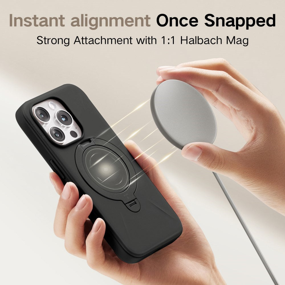 iPhone 16 Pro - TORRAS fleksibelt plastdeksel m. Ring Stativ - Svart