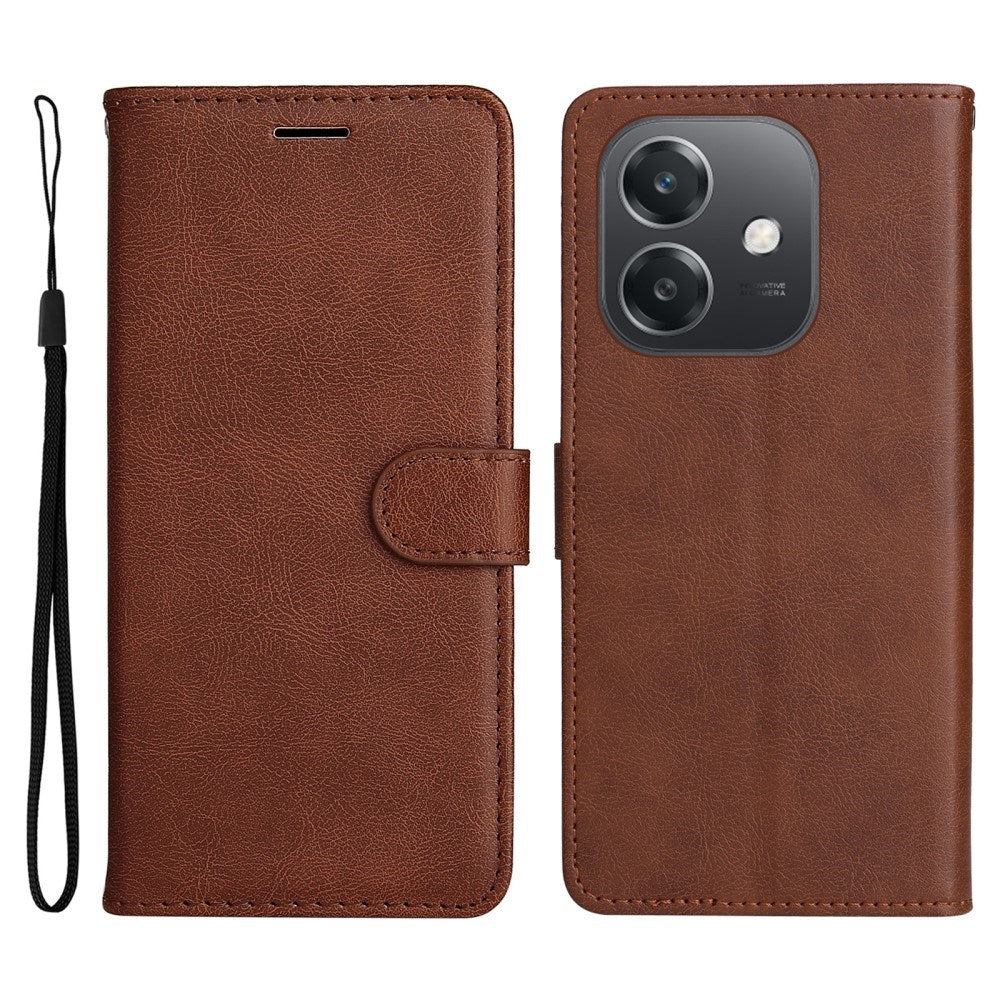 Oppo A60 / A40m / A40 - EIDERWOOD Kunstlæder Flip Cover m. Strop - Brun