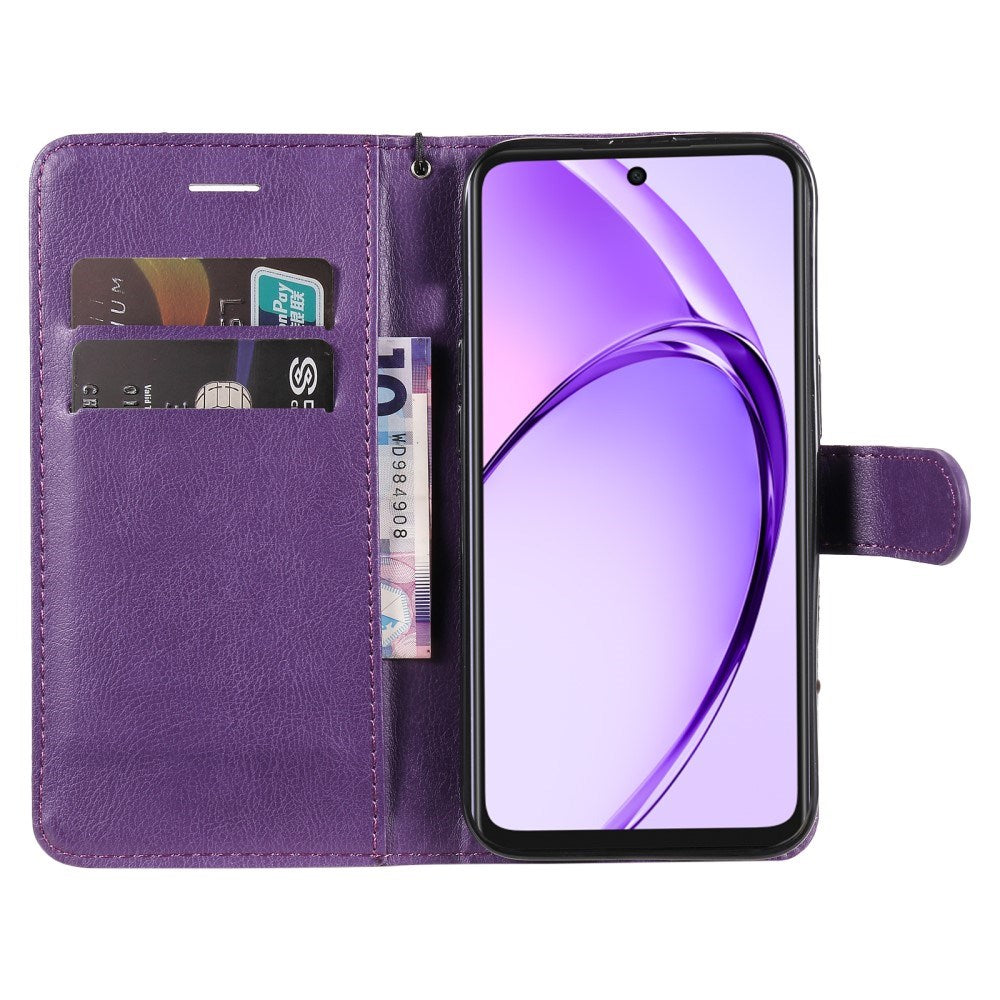 Oppo A60 / A40m / A40 - EIDERWOOD Kunstlæder Flip Cover m. Strop - Lilla