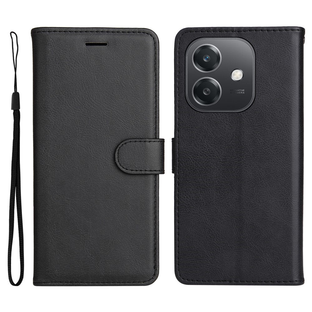 Oppo A60 / A40m / A40 - EIDERWOOD Faux Leather Flip Cover m. Stropp - Svart