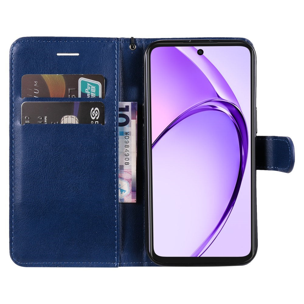 Oppo A60 / A40m / A40 - EIDERWOOD Kunstlæder Flip Cover m. Strop - Blå