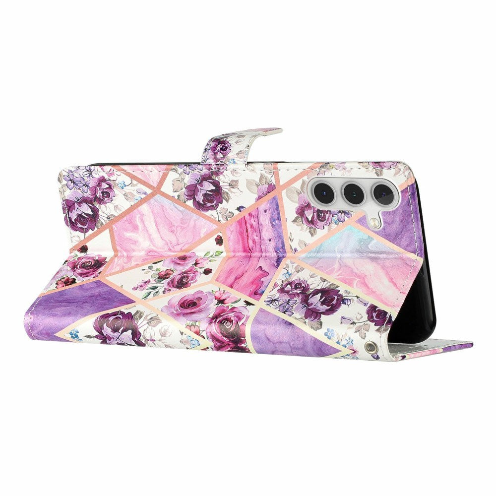 EIDERWOOD Samsung Galaxy S25+ (Plus) Flip Cover m. Pung & Strop - Lilla Marmor