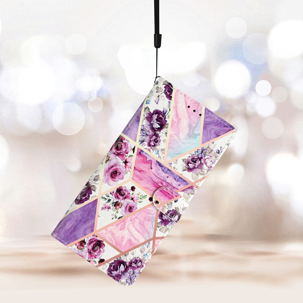 EIDERWOOD Samsung Galaxy S25+ (Plus) Flip Cover m. Pung & Strop - Lilla Marmor