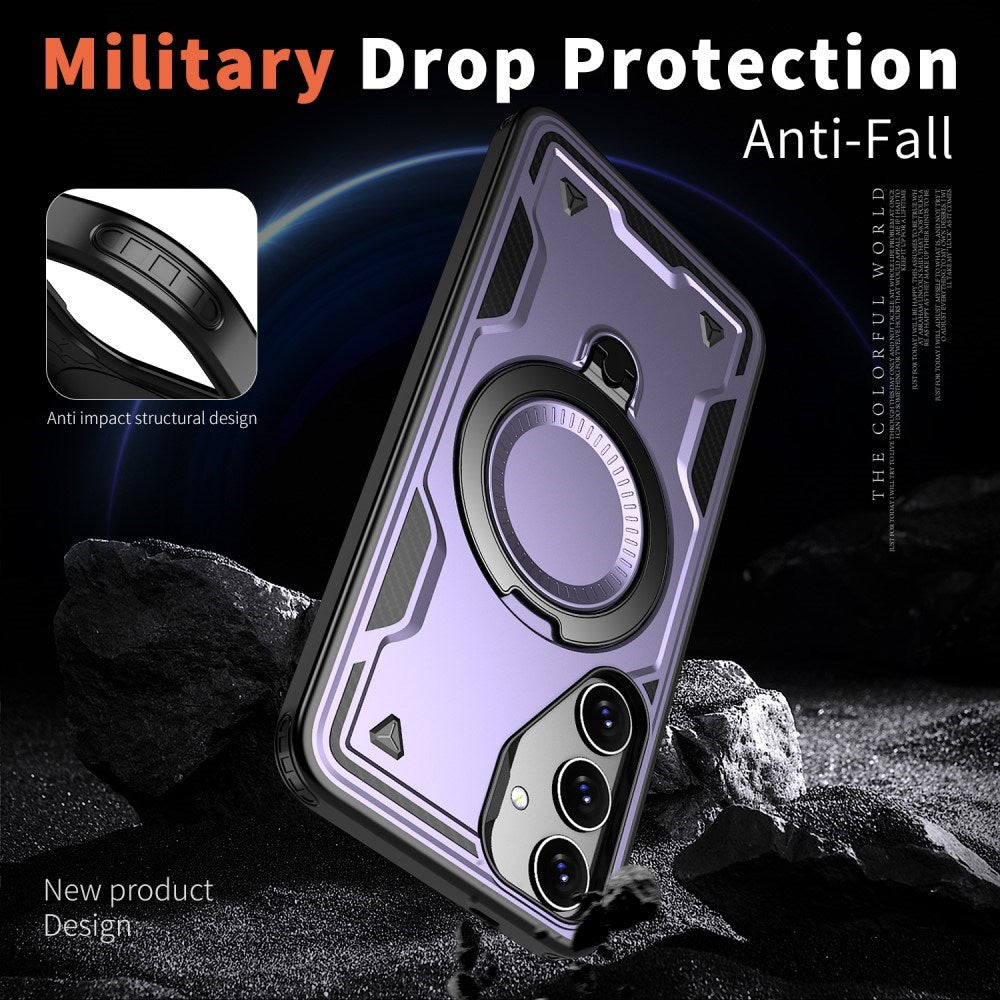 Samsung Galaxy S25/S24 beskyttelsesdeksel med MagSafe og integrert støtte - lilla