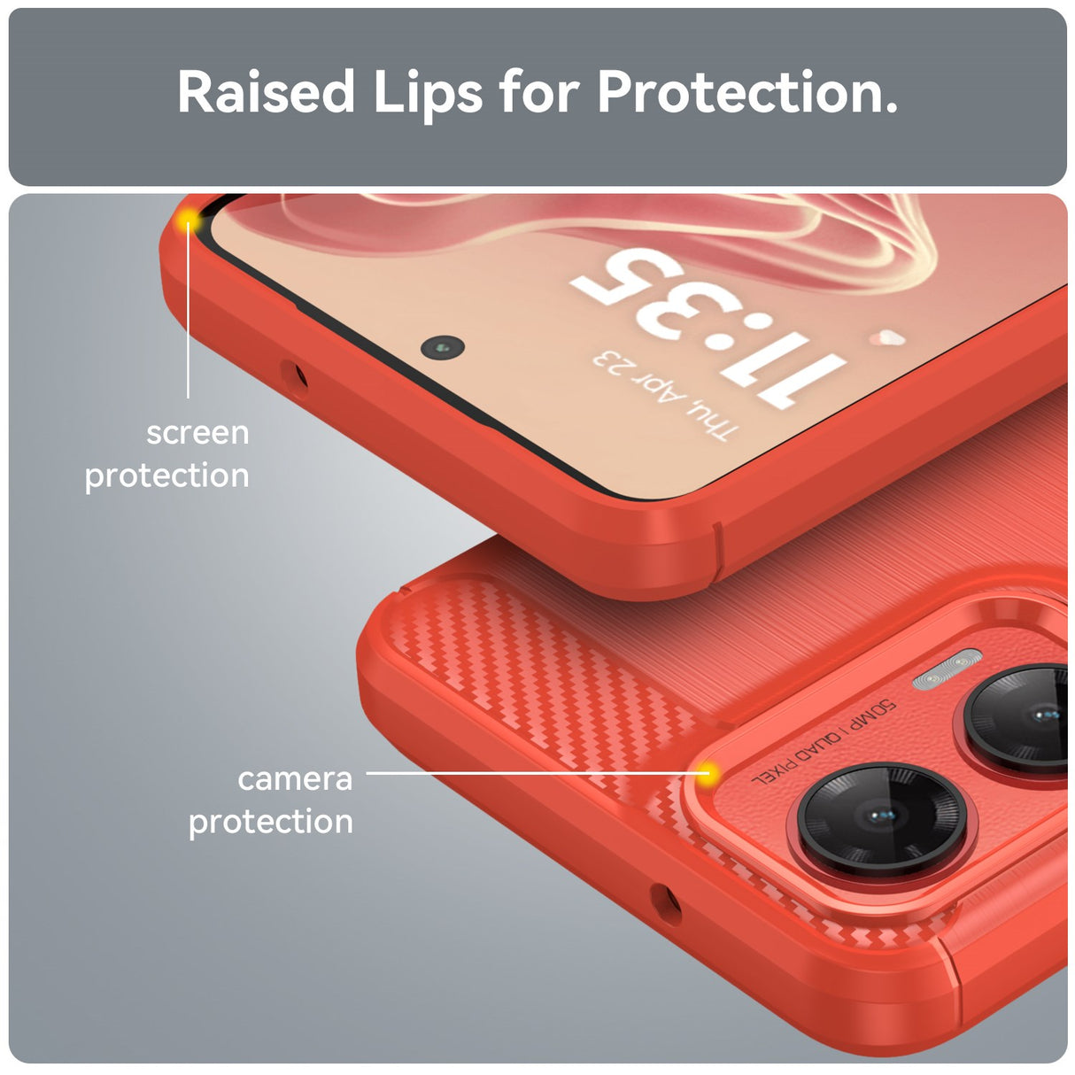 EIDERWOOD Motorola Moto G35 5G Cover m. Carbon Fiber Texture - Rød