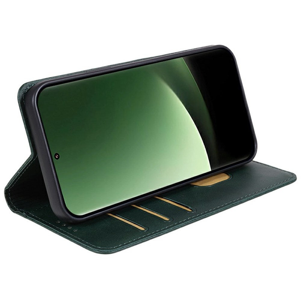 EIDERWOOD Xiaomi Redmi Note 14 Pro 5G deksel i kunstskinn m. Magnetisk lukking & kortholder - Grønn