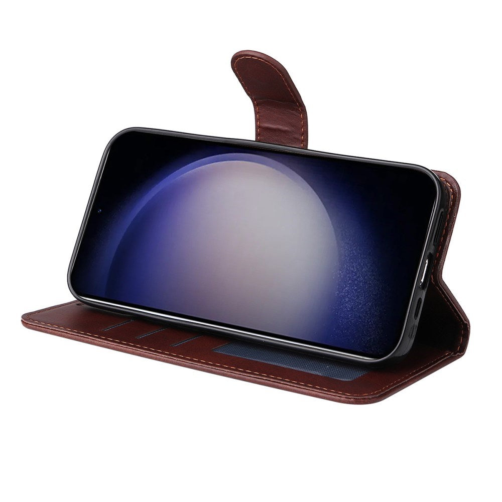 Samsung Galaxy S25 / S24 - EIDERWOOD 2-i-1 Kunstlæder Flip Case m. Skærmbeskyttelsesglas - Sort