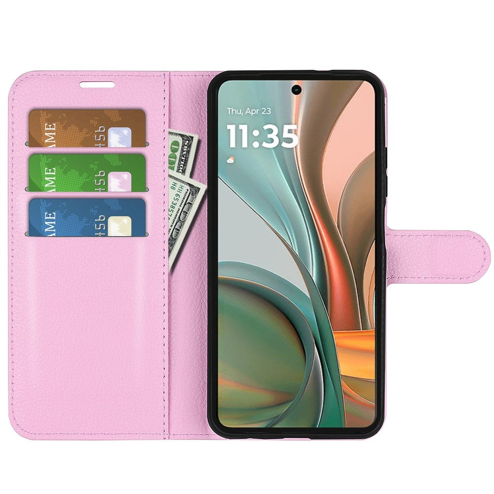 Motorola Moto G75 (5G) - EIDERWOOD Faux Leather Flip Cover m. Kortholder og stativfunksjon - Rosa