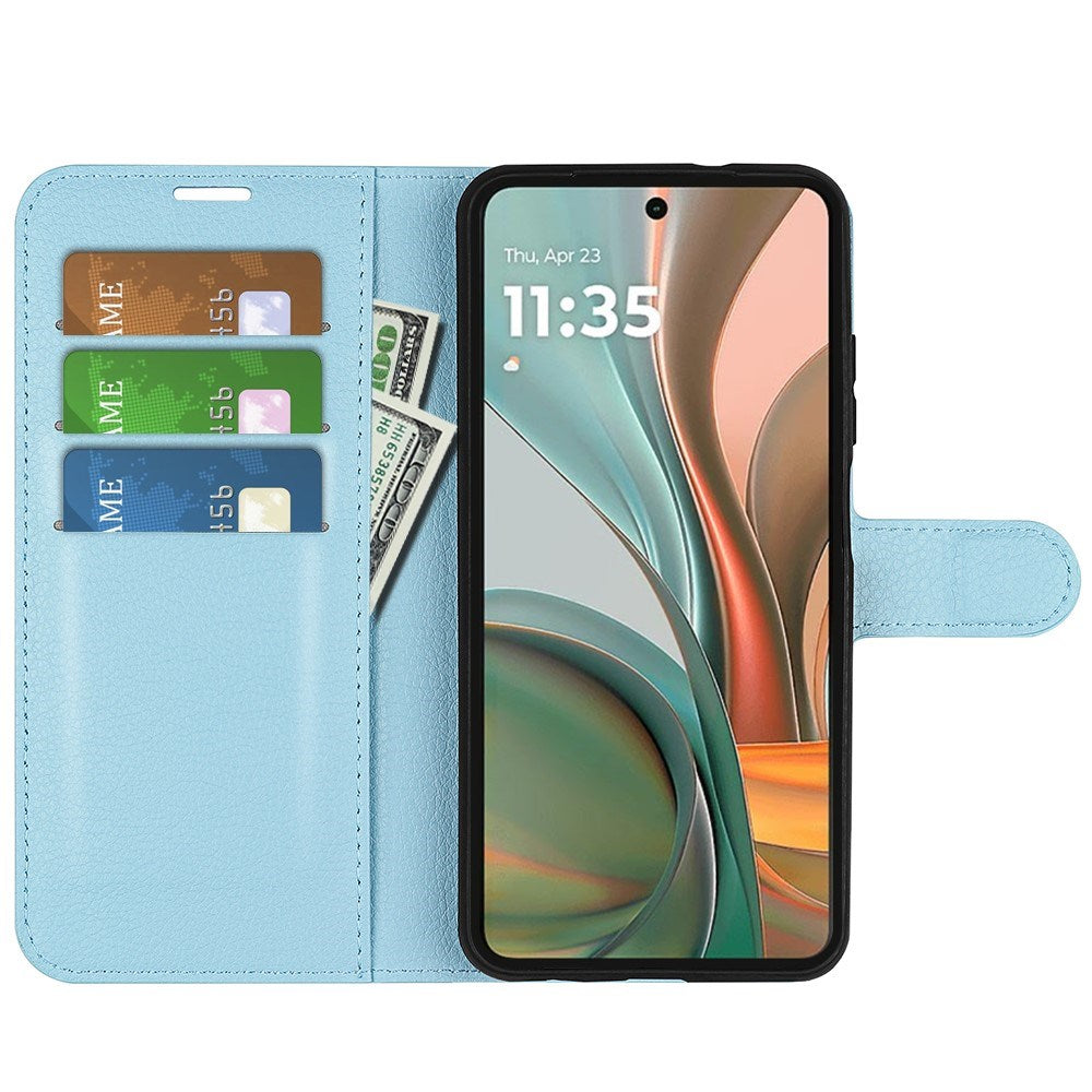 Motorola Moto G75 (5G) - EIDERWOOD Faux Leather Flip Cover m. Kortholder og stativ funksjon - blå