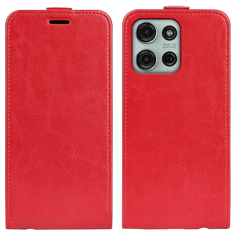 EIDERWOOD Motorola Moto G75 5G Etui med Kortlommer – Vertikal Flip Kunstlæder Cover - Rød