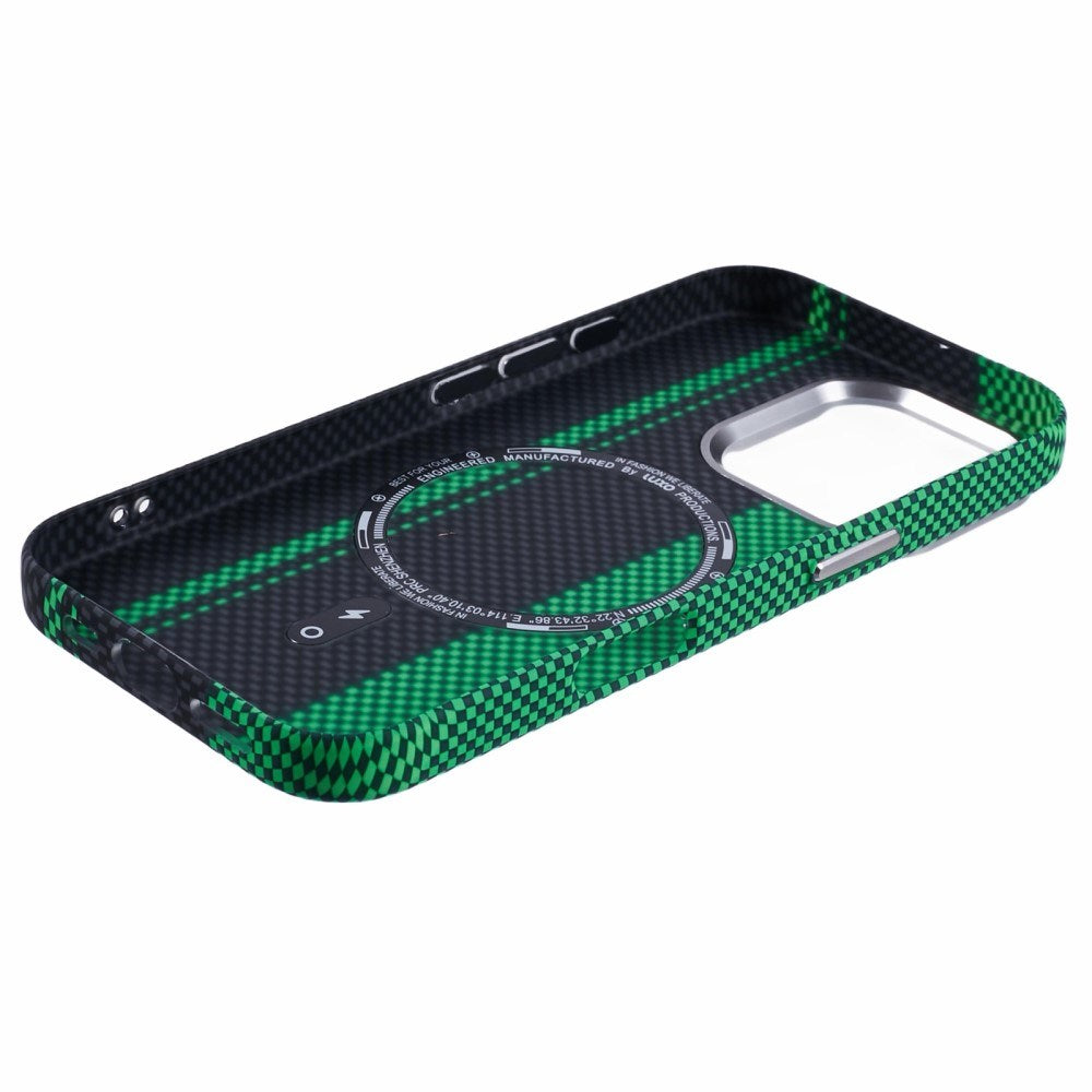 iPhone 16 Pro - EIDERWOOD Mønstret Carbon Cover - MagSafe Kompatibel - Green/Black