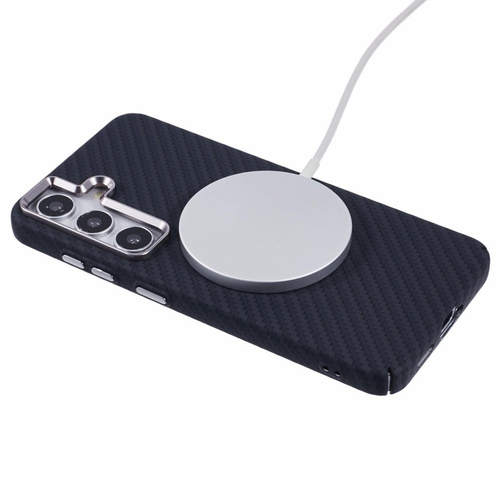 Samsung Galaxy S24 - EIDERWOOD Mønstret karbondeksel - MagSafe-kompatibel - Svart