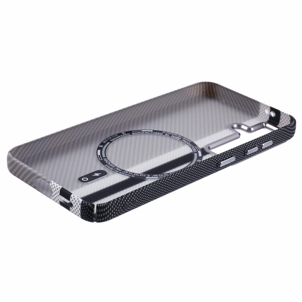 Samsung Galaxy S24 - EIDERWOOD mønstret karbondeksel - MagSafe-kompatibel - Grå striper