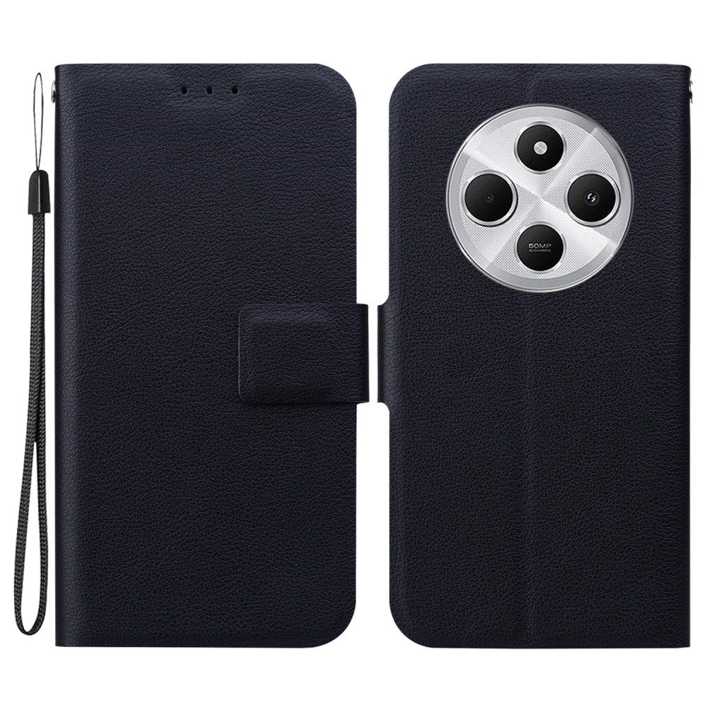 Xiaomi Redmi 14C / Poco C75 - EIDERWOOD Kunstlæder Flip Cover m. Strop - Sort