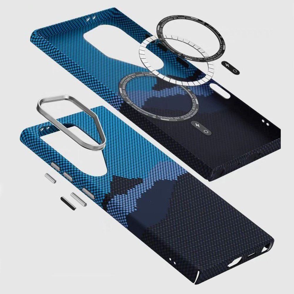 Samsung Galaxy S23 Ultra - EIDERWOOD Mønstret Carbon Cover - MagSafe Kompatibel - Blue Peak