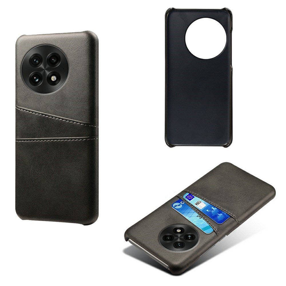 OnePlus 13 - EIDERWOOD imitert skinndeksel m. Innebygd kortholder - Sort