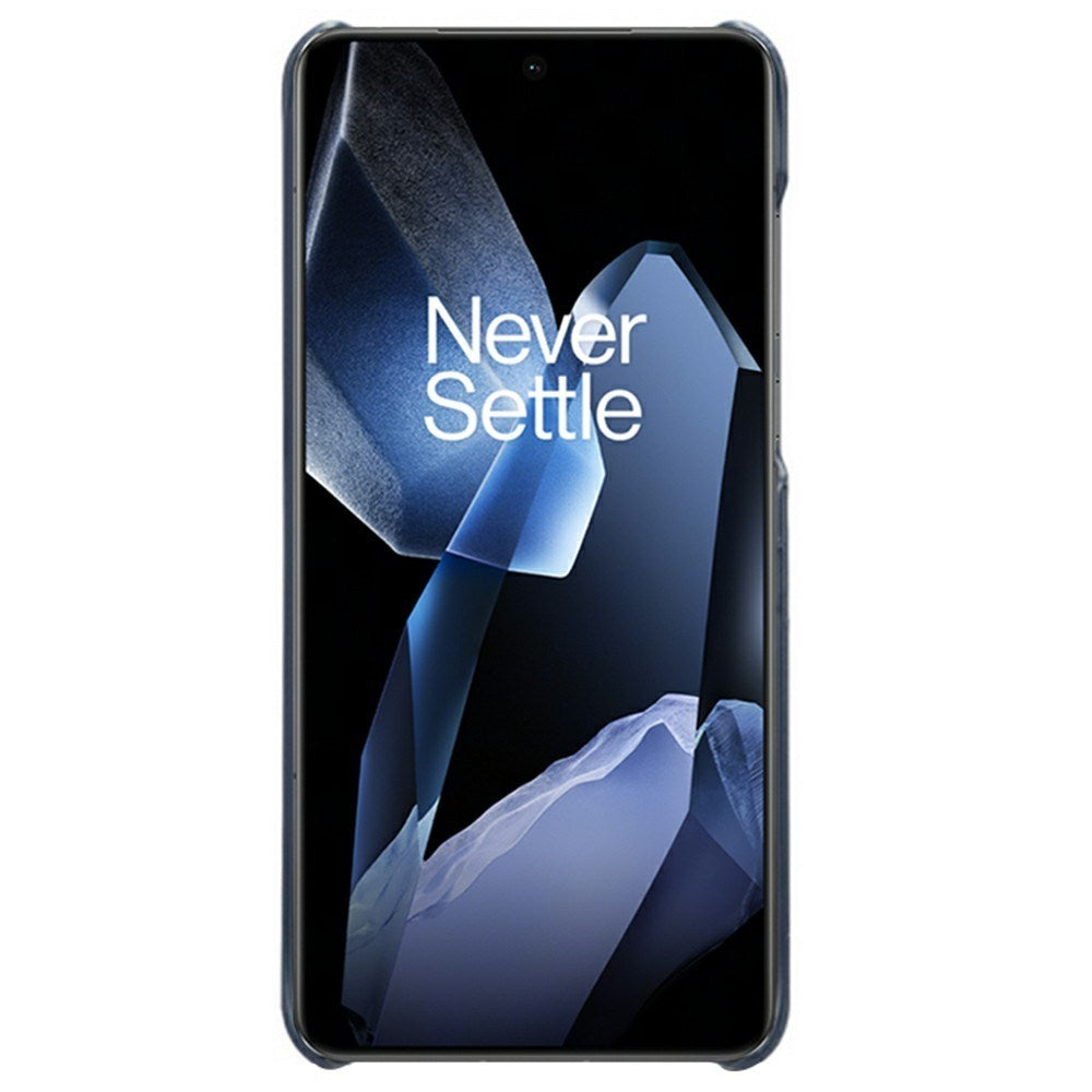 OnePlus 13 - EIDERWOOD imitert skinndeksel m. Innebygd kortholder - blå