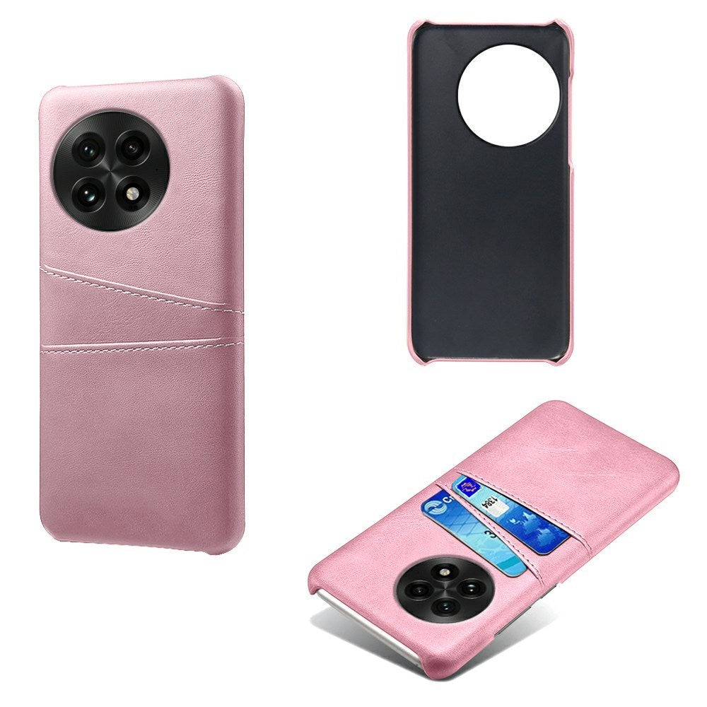 OnePlus 13 - EIDERWOOD imitert skinndeksel m. Innebygd kortholder - Rosa