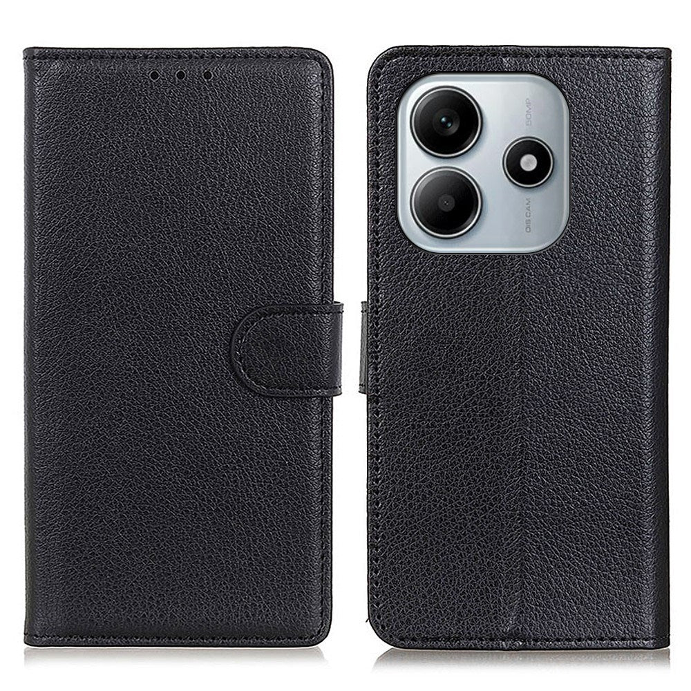Xiaomi Redmi Note 14 (4G) - EIDERWOOD Faux Leather Flip Cover m. Kortholder og stativfunksjon - svart