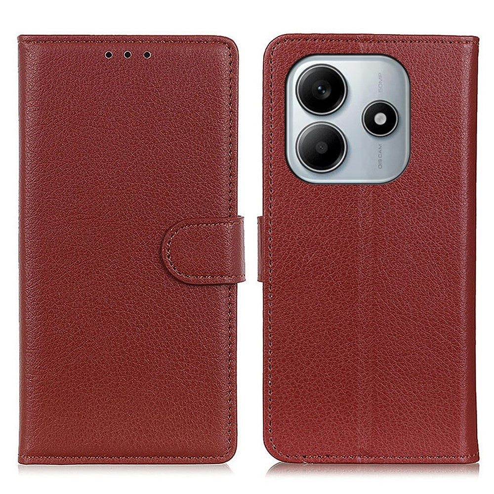 Xiaomi Redmi Note 14 (4G) - EIDERWOOD Faux Leather Flip Cover m. Kortholder og stativfunksjon - brun