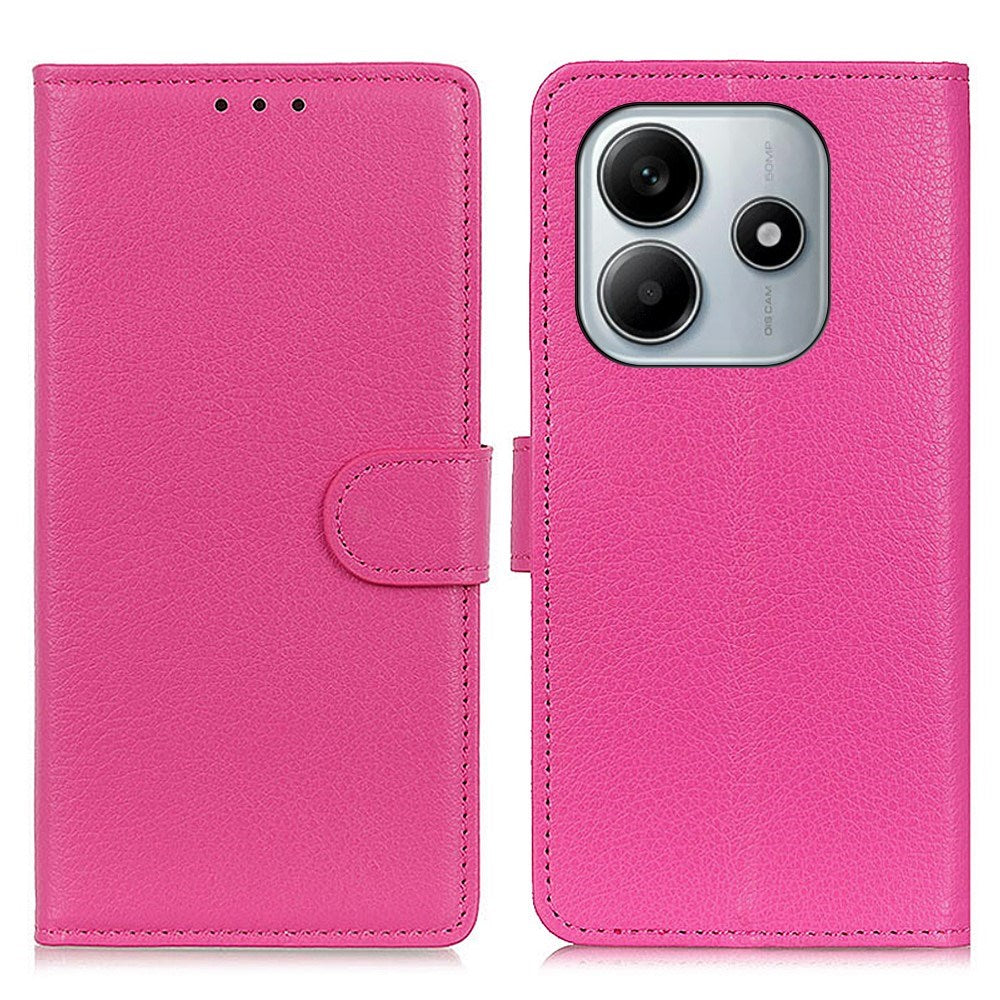 Xiaomi Redmi Note 14 (4G) - EIDERWOOD Faux Leather Flip Cover m. Kortholder og stativfunksjon - Rosa