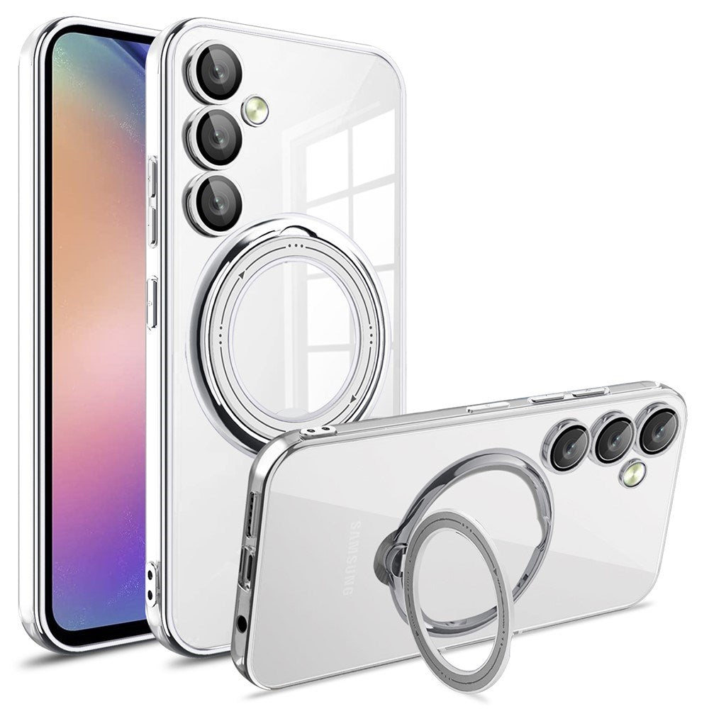 EIDERWOOD fleksibelt plastdeksel m. Stativ - Samsung Galaxy S25 - MagSafe-kompatibel - Gjennomsiktig/sølv